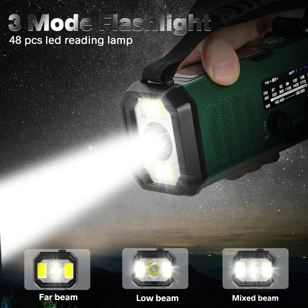 NNEOBA 10000mAh Emergency Solar Hand Crank Radio