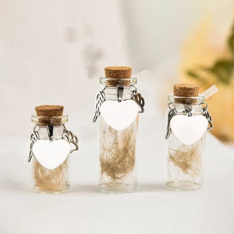 Pet Memorial Bottle for Pet Hair | Dog and Cat Fur Keepsake with Silver Charms