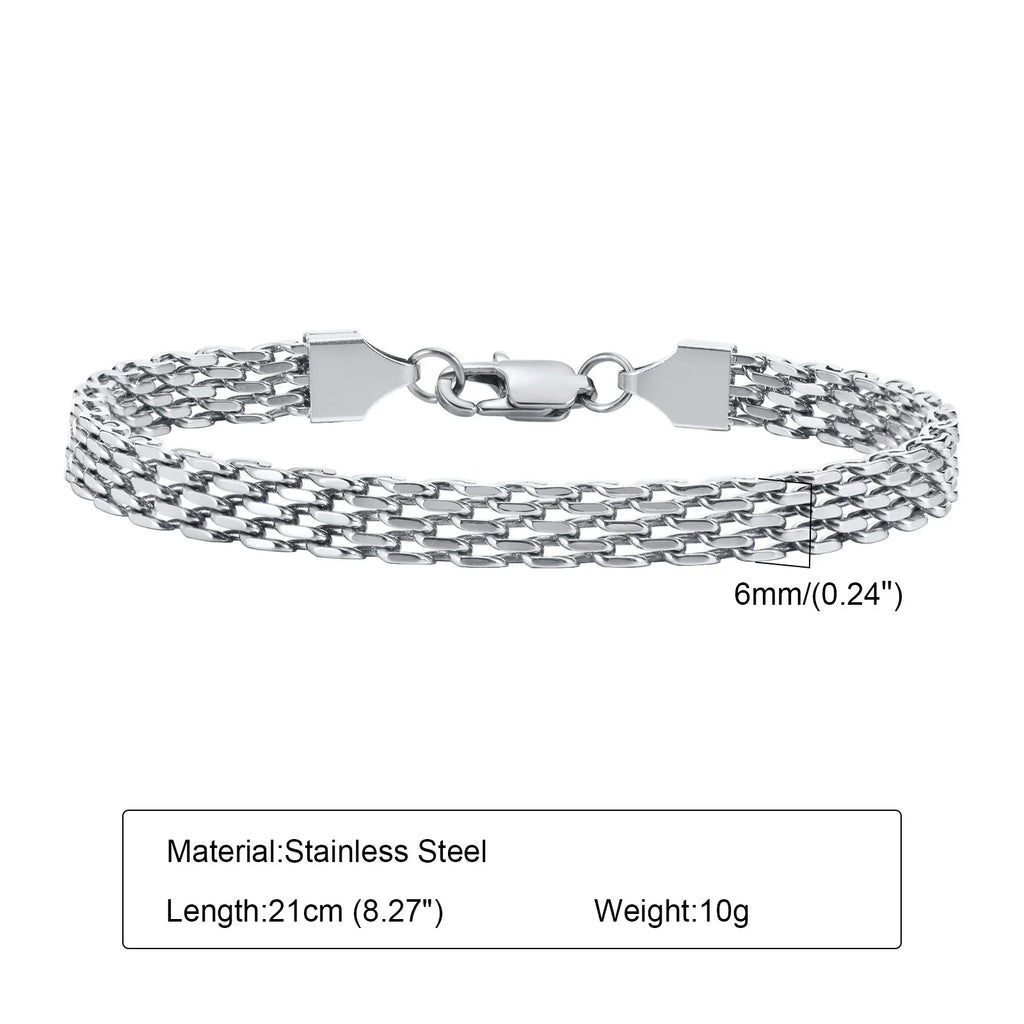 Stainless Steel Mesh Link Chain Bracelet | Unisex Italian Chain Jewelry Gift