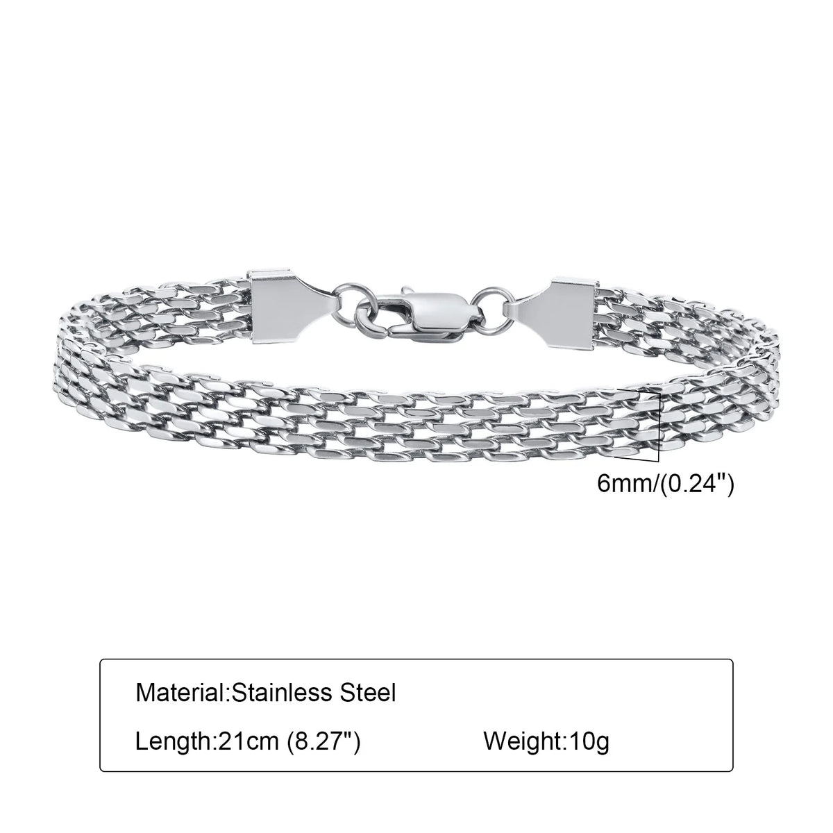 Stainless Steel Mesh Link Chain Bracelet | Unisex Italian Chain Jewelry Gift