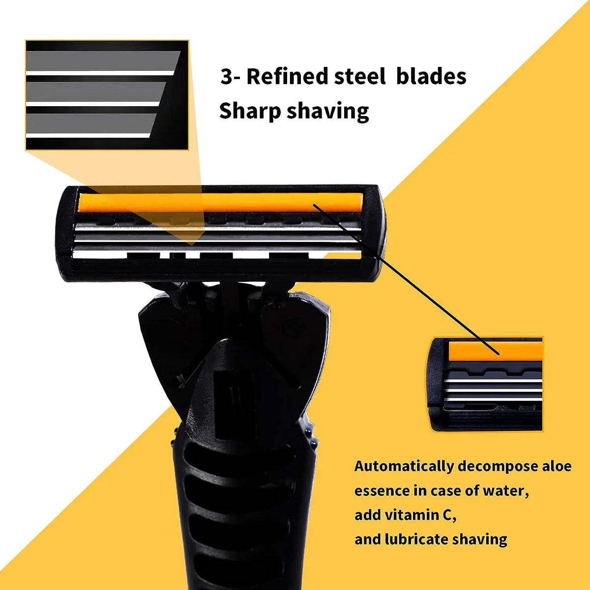 Men's Manual Shaver with 3-Layer Stainless Steel Razor Blades, Compact Shaver with Scratch Resistance, Precision Shaving