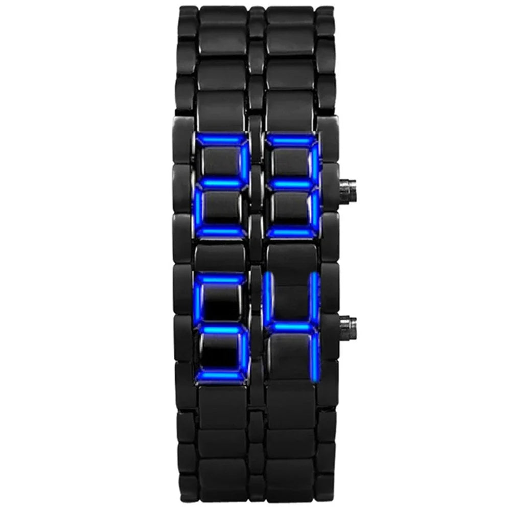 Fashion Mens Digital Lava Wrist Watch | Full Metal LED Display Timepiece
