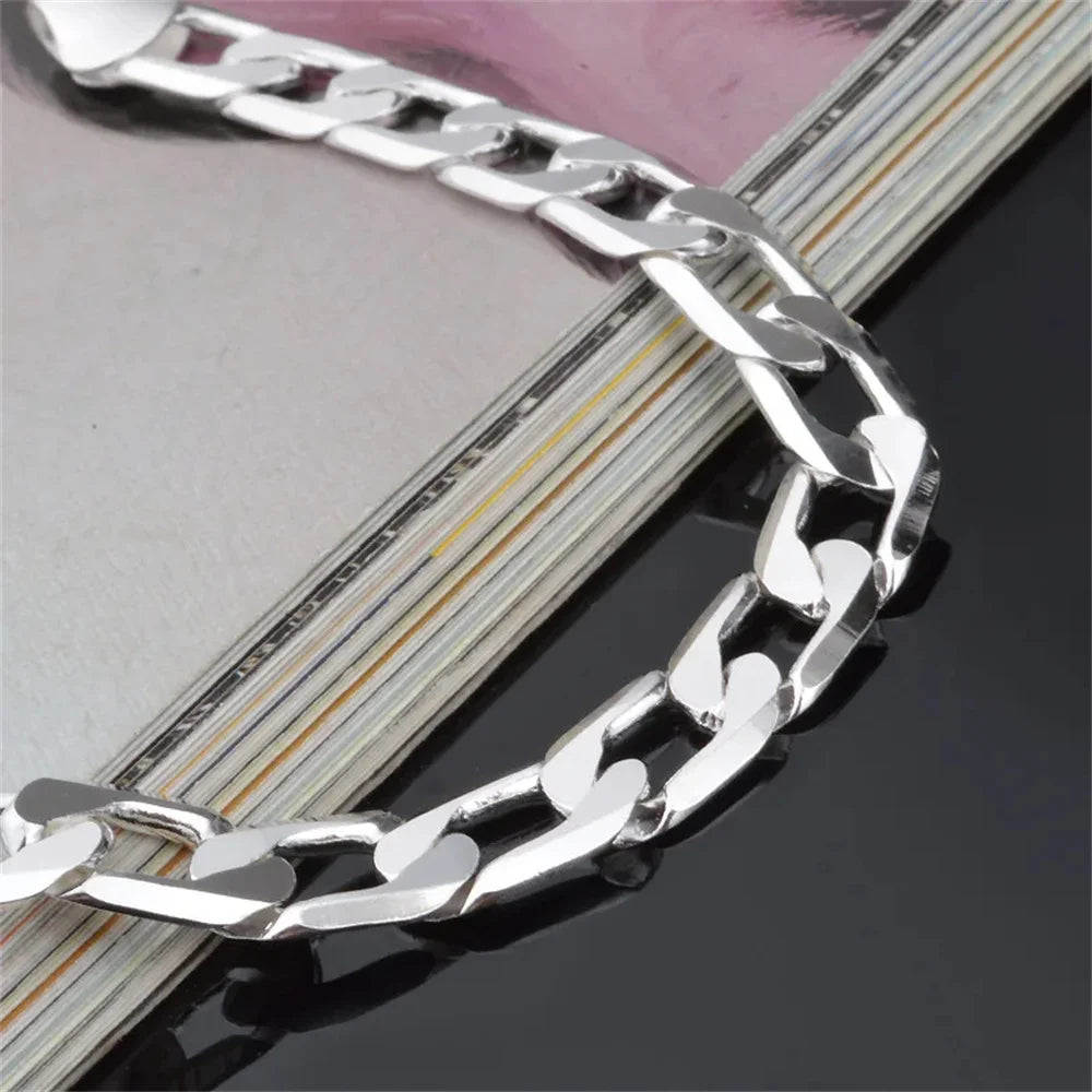 PABEYN 925 Sterling Silver Chain Link Bracelet | Unisex Wedding Gift