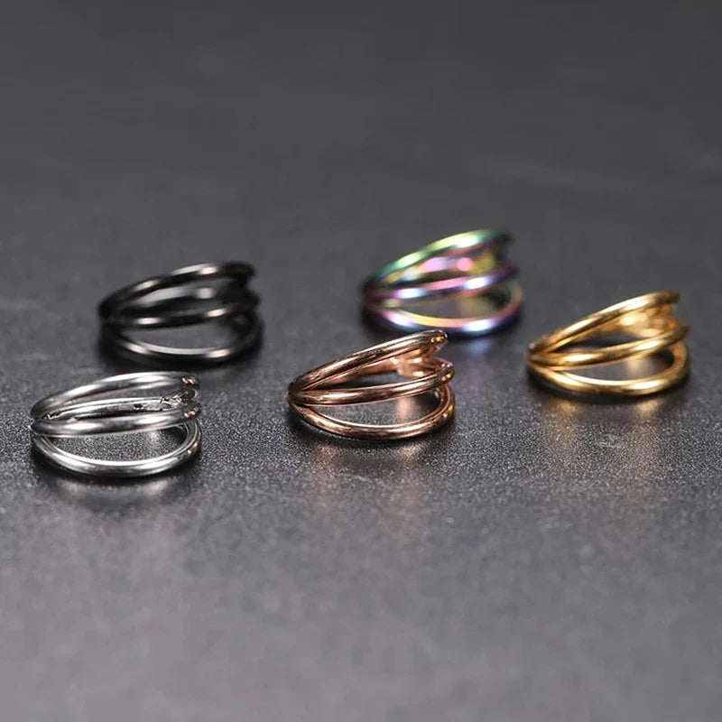 316L Surgical Steel Segment Tragus Helix Cartilage Earring Nose Ring Septum Clicker Conch Three Layers Nostril Piercing Jewelry