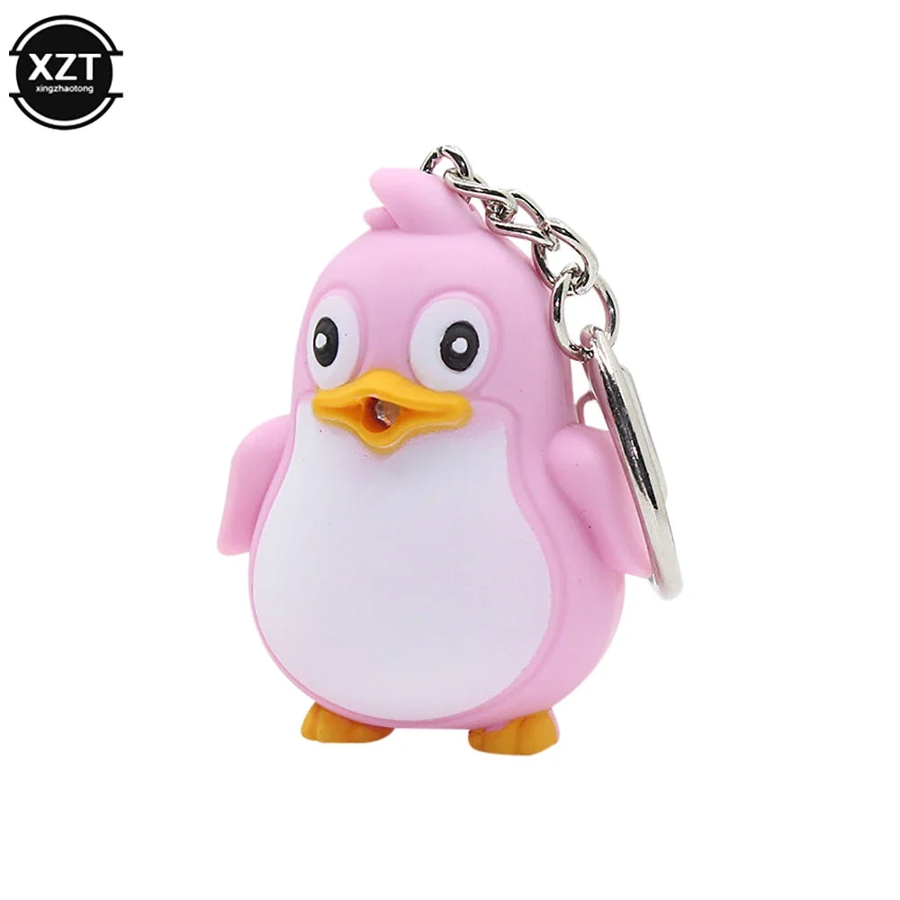 Adorable Penguin Keychain with LED Light and Sound | Fun Cartoon Car Pendant