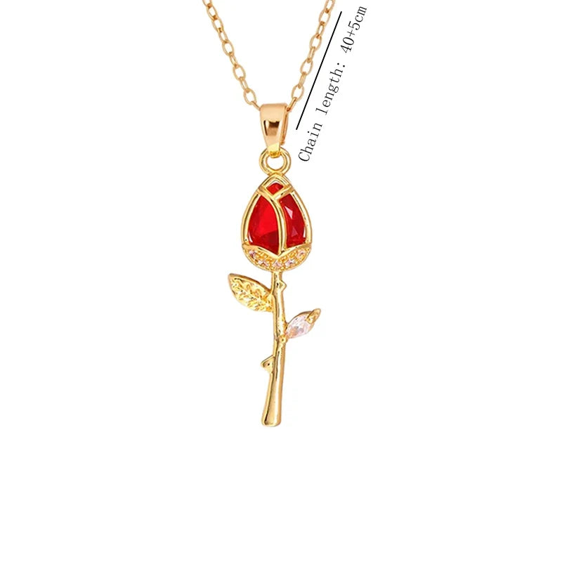 Elegant Pink Crystal Butterfly Necklace for Women High-End Zircon Flower Pendant Fashionable Jewelry Gift