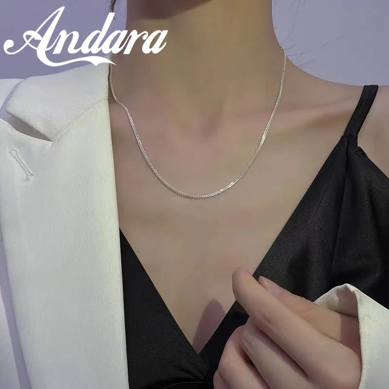Andara 925 Sterling Silver 3mm Women's Clavicle Necklace Adjustable 16-24 Inch Anniversary Jewelry Gift