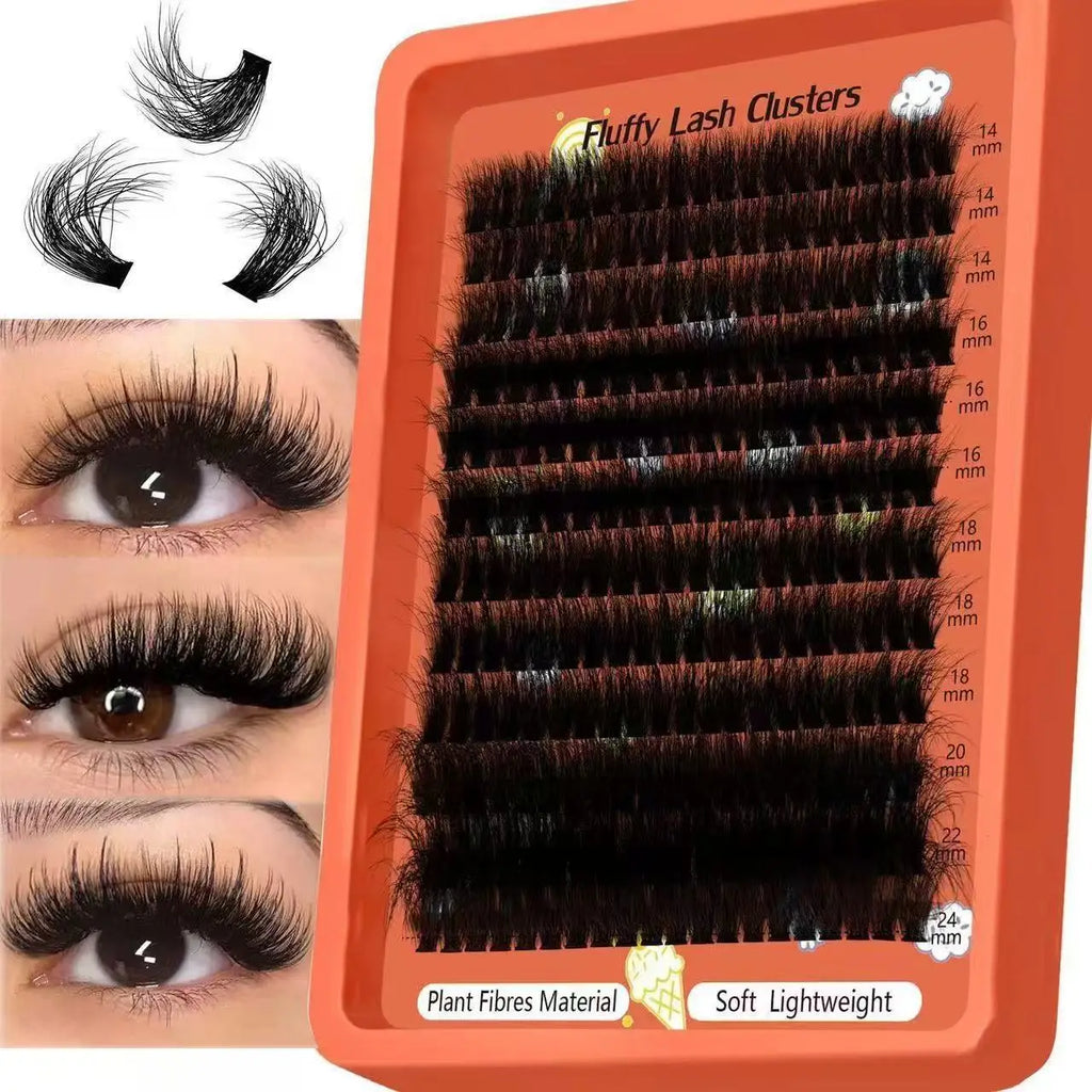 Beginner Friendly 80D-100D Fluffy 8D D Curl Lash Clusters 0.07mm 14-22mm Easy DIY At Home Self-Graft Eyelashes