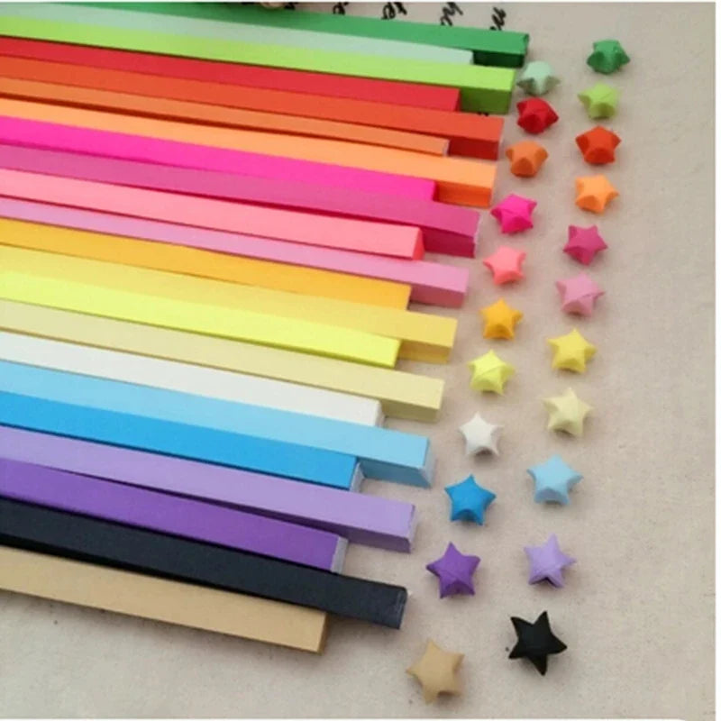 Origami Lucky Star Paper Strips Kit | DIY Folding Craft for Wishing Star Decorations