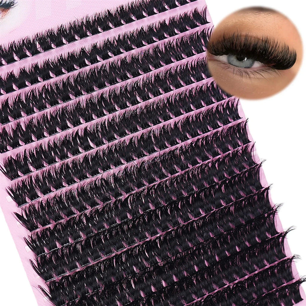 Simple Self-Graft Handmade 80D D Curl Individual Lashes 280Pcs 8-16mm Dense Clusters For Makeup Newbies & Artists