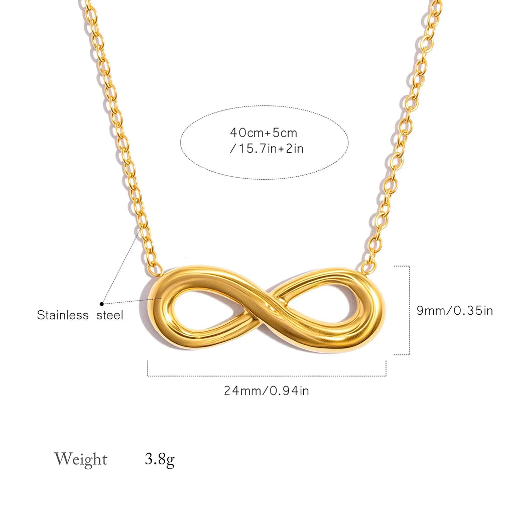 Minimalist Infinity Necklace - 18K Gold Plated Stainless Steel, Love Freedom Pendant for Women Everyday