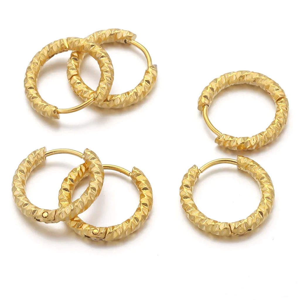 6pcs Stainless Steel Rectangular Textured Earrings Set | 18K PVD Gold Plated DIY Jewelry Parts