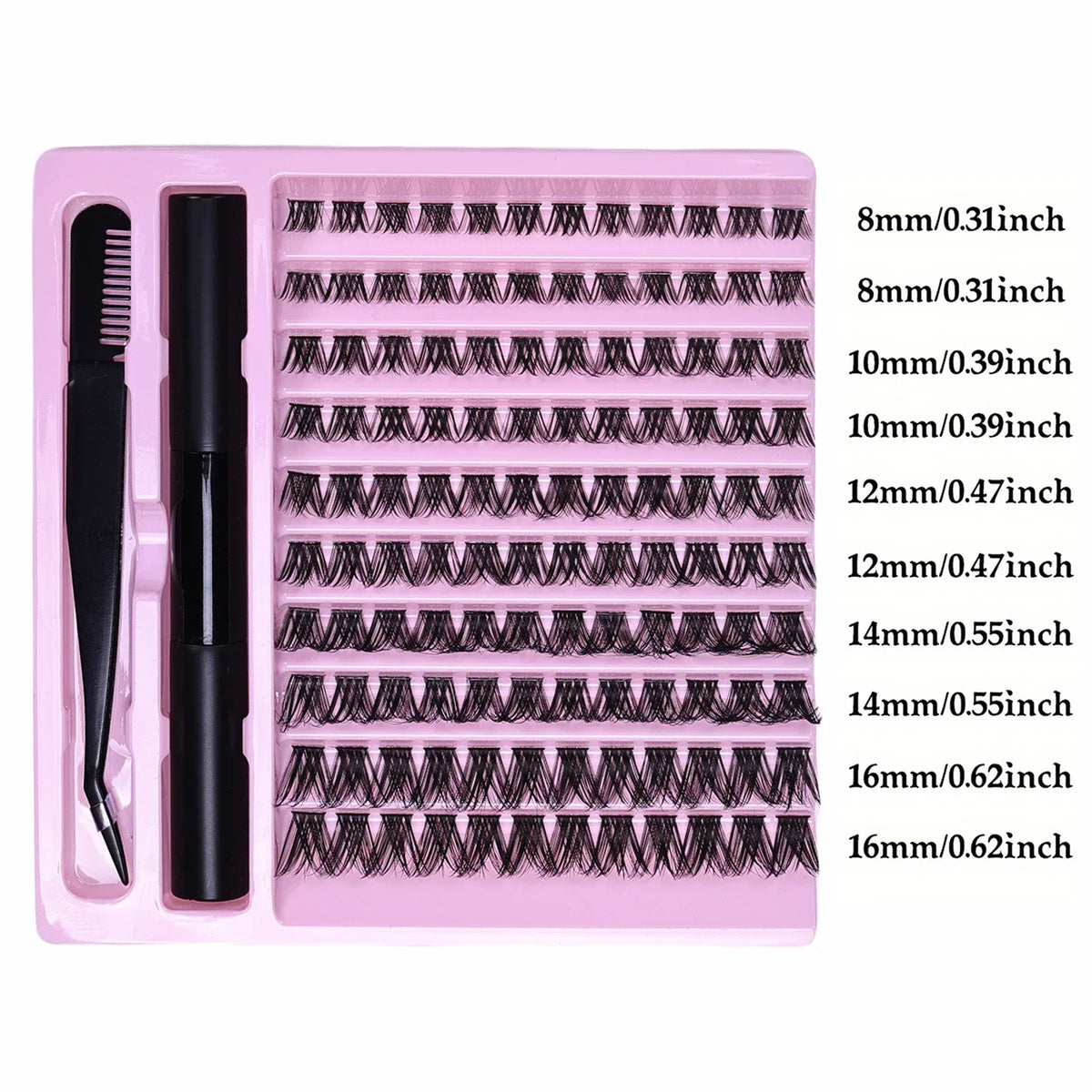 DIY Eyelash Extension Kit Lash Clusters D Curl with Bond and Seal Lash Tweezers Individual Lashes for Beginners Home Use