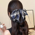 【MAX-22】Vintage Plaid Butterfly Knot Hair Clip Women's Back Of Head Bun Shark Hair Clip Hair Accessories