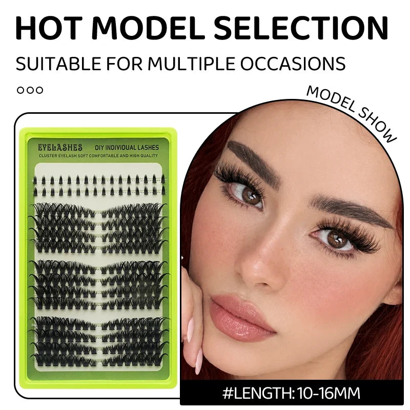 14 Rows Individual Cluster DIY Lash Extensions Natural Thin Wispy Bottom Lashes Mega Volume Thick Segmented Lash Clusters Mixed
