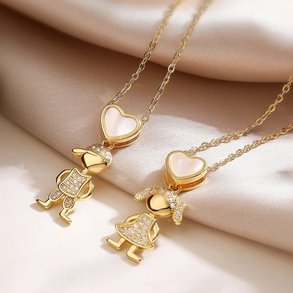 Luxury Gold-Plated Heart-Shaped Pendant Necklace for Boys And Girls Korean Trend Niche Anti Allergy Jewelry Gift