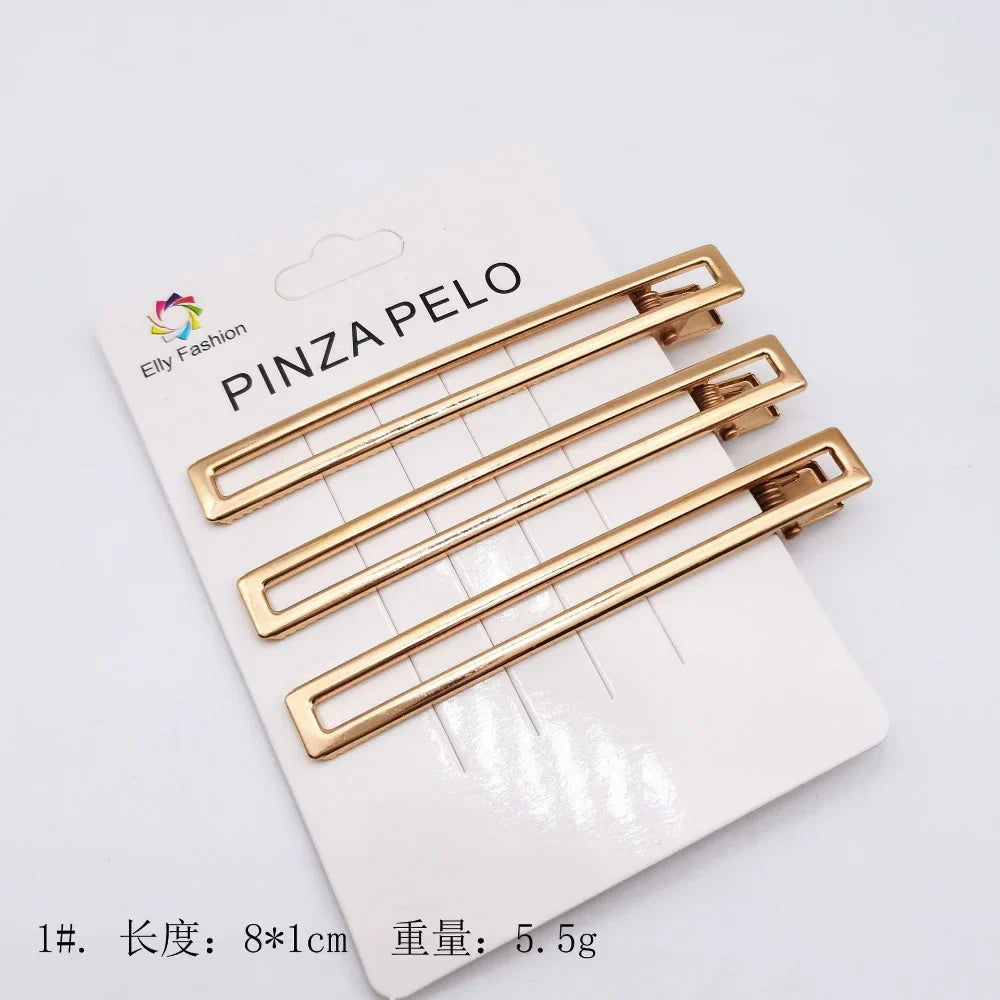 3pcs/set Elegant Hair Clips Crab Hollowing Out Hairpin Metal Geometric Hair Claw Barrette Women Girls Korean Hair Styling Tools