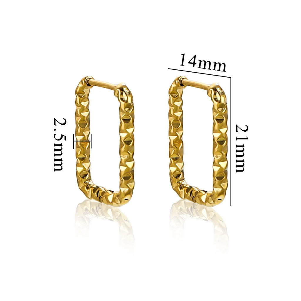6pcs Stainless Steel Rectangular Textured Earrings Set | 18K PVD Gold Plated DIY Jewelry Parts