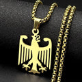Hollow German Eagle Bundesadler National Emblem Symbol Pendant Necklaces Gold Color Stainless Steel Chain Germany Jewelry Gift