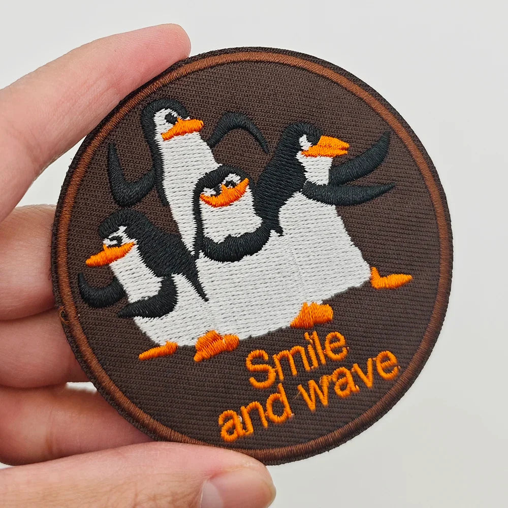 Cartoon Penguin Embroidered Velcro Patch | Cute Tactical Applique for Clothes, Bags, Hats
