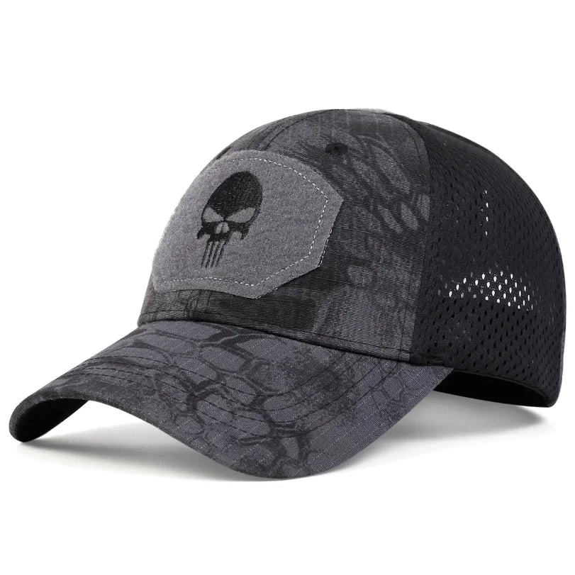 Unisex Skull Baseball Cap | Breathable Mesh Snapback for Outdoor Adventures
