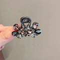 Light Luxury Imitation Crystal Flower Hair Gripper High-end Small Shark Clip Womens Back of Head Hair Clip Korean Style Headwear