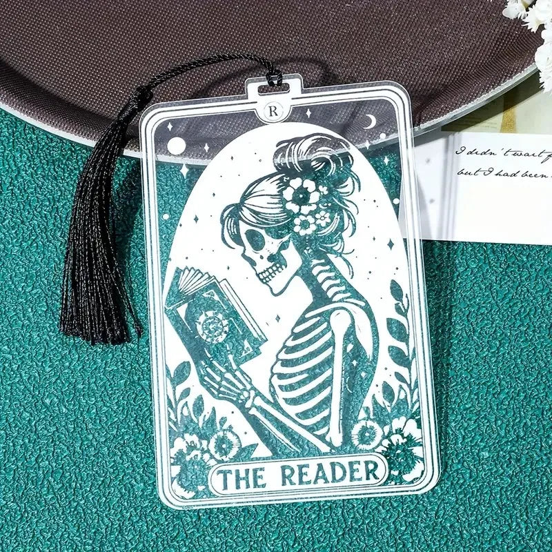 1pc Gothic-Style Acrylic Reading Bookmark, Suitable for Both Men and Women, Personalized Skull Reading Marker, a Friendship Gift