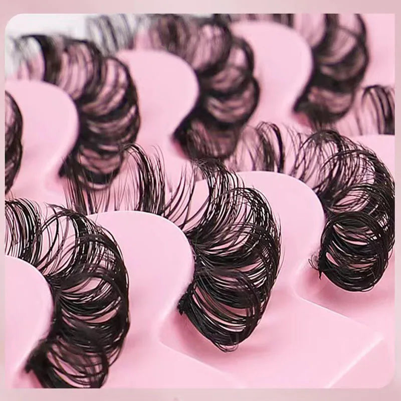 Simple Application Dramatic Russian 3D Mink Strip Lashes 10 Pairs Fake Eyelashes For Makeup Newbies & Vendors