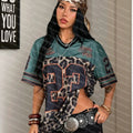 Mesh Colorblock Streetwear Graphic T-Shirt