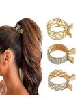 3pcs Rhinestone Small Hair Claw Clips for High Ponytail, Shining Shark Hair Clips for Women Thick Long Hair (3 Colors, Pack of 3