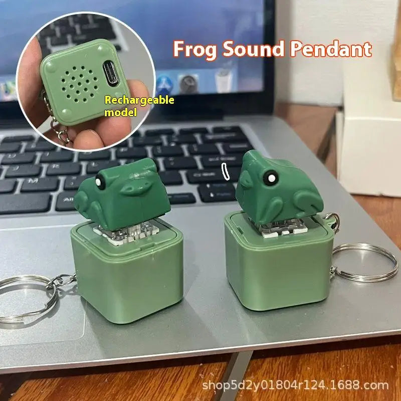 Funny Croaking Frog Duck Keychain | Rechargeable LED Fidget Clicker
