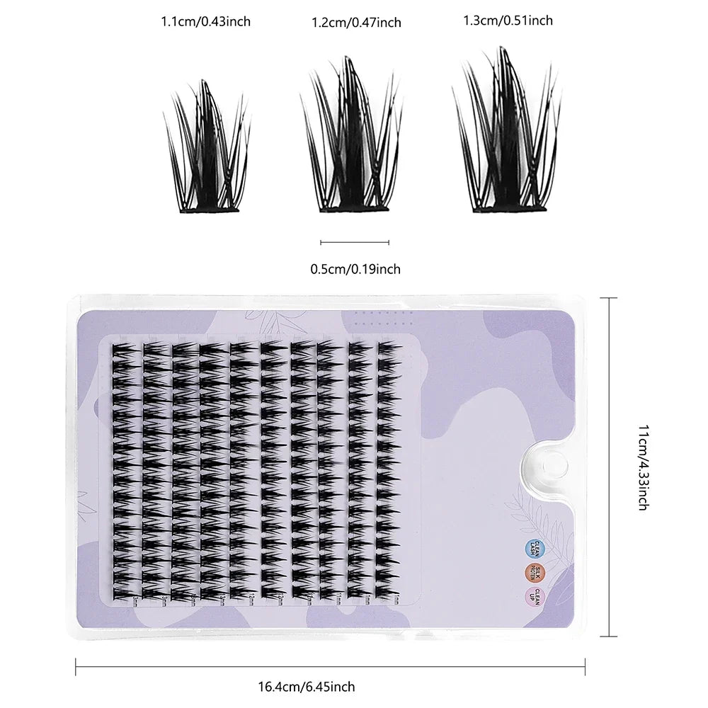 Individual Lashes 160 Clusters Soft Ribbon Segmented False Bundles Eyelashes DIY Individual Clusters Lash Extensions