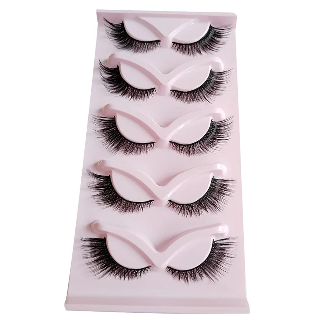 5 Pairs Fox Eye Lashes Winged End Eye Elongated Eyelashes Clear Band Natural Look Lashes Eyelash Extension Manga Lashes