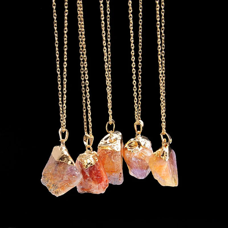 Irregular Amethyst Gemstone Necklace Healing Crystal Chakra Stone Women Birthday Gift Citrine Gemstone Necklace Healing Crystal