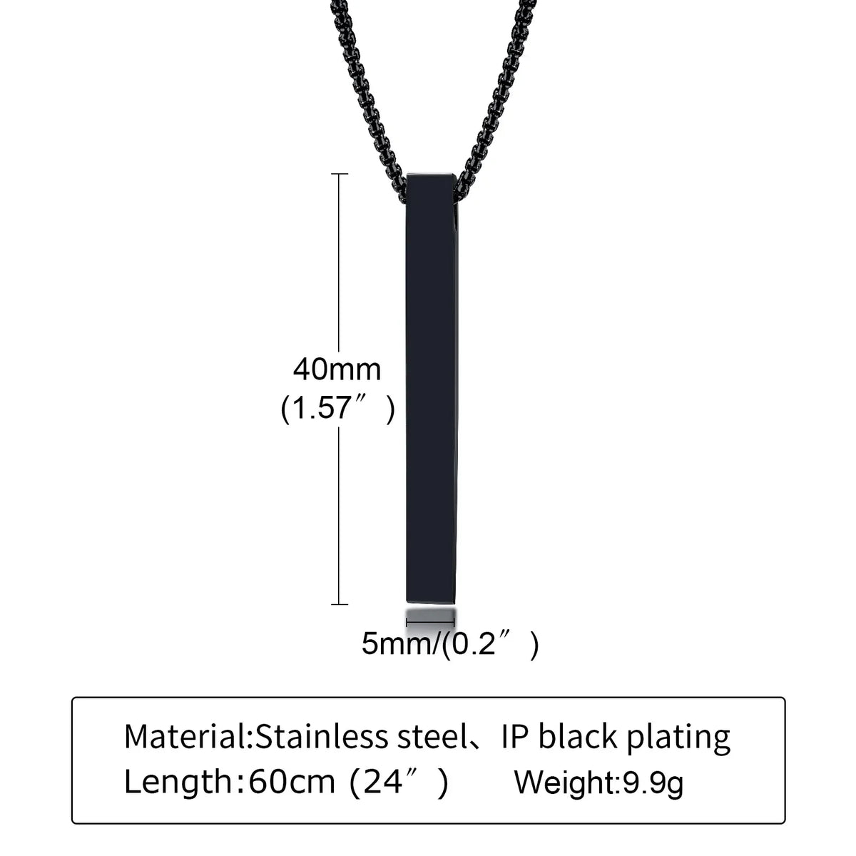 Vinox 5mm Pillar Necklace | Unisex Stainless Steel Geometric Pendant