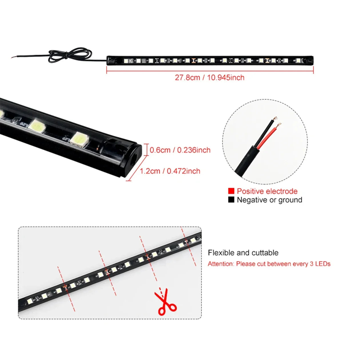 Car Ambient Lighting Strip Set | 12V Waterproof LED Car Interior Decorative Atmosphere Neon Lights