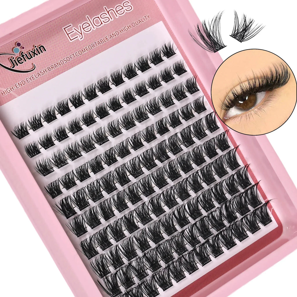 120pcs Lash Clusters Wispy Individual Eyelashes 8-16mm D Curl Fluffy Cluster Lashes Natural Look Eyelash Extensions