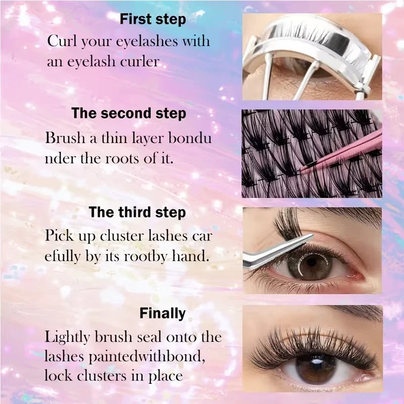 32Rows Fox Eye Manga False Eyelashes Large Capacity Tapered Thick Segmented Individual Cluster Lash Extensions Enlarge Eyes