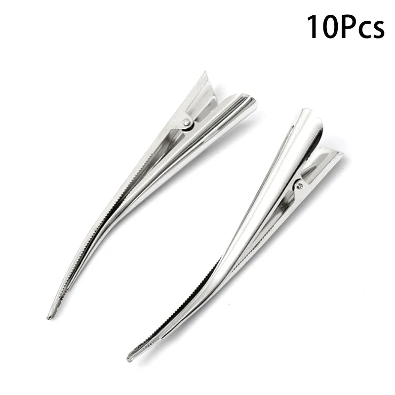 (BF06)5/10pcs Long Metal Hair Clips Horn Clip Hair Clamps Hair Accessories Duck Teeth Hairdressing Salon Tip Clip