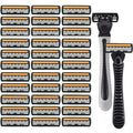 3-Layer Shaver Sack Premium Stainless Steel Safety Razor with Replaceable Blades - Smooth and Comfortable Shave for Men and Wome