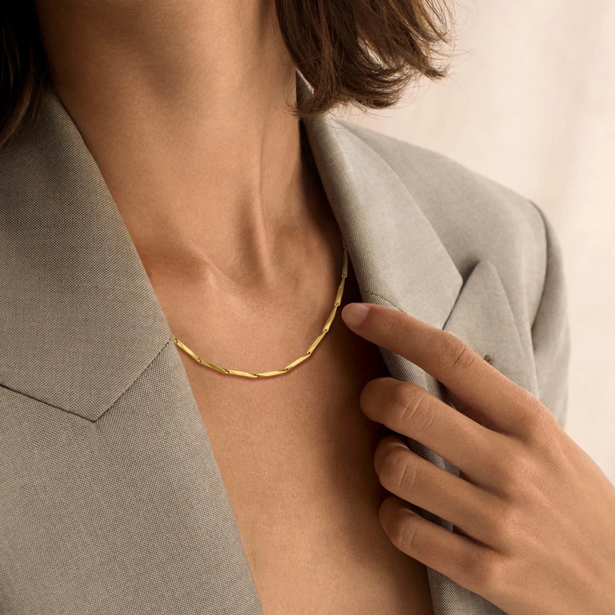 Fashion Jewelry New In Melon Seed Chain Necklace,Gold Color Stainless Steel Full Gloss S Shape Chain Pendant Necklaces