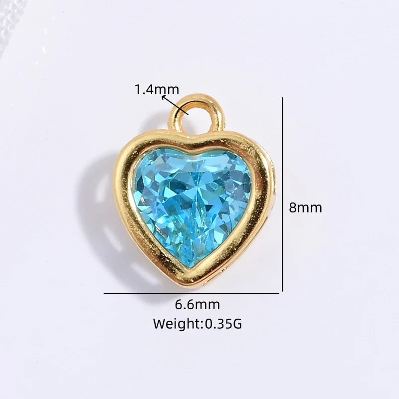 S925 Sterling Silver Heart Blue Crystal Charm DIY Handmade Bracelet Necklace Accessories For Women SD68