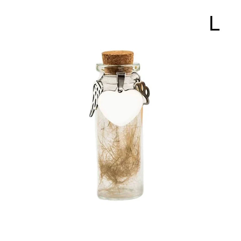 Pet Memorial Bottle for Pet Hair | Dog Cat Fur Keepsake with 3 Silver Accessories