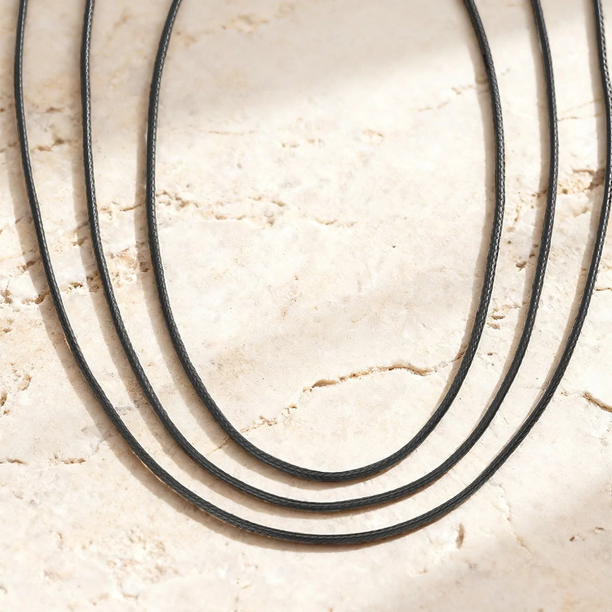 Black Waxed Cord Necklace for Women Minimalist Stainless Steel Clasp 2mm Waterproof Wax Rope Chain for Pendant 16/18/20inch