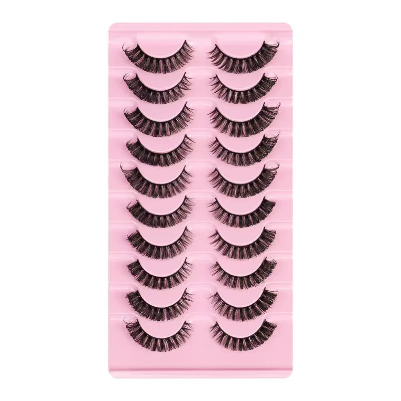 Simple Application Dramatic Russian 3D Mink Strip Lashes 10 Pairs Fake Eyelashes For Makeup Newbies & Vendors