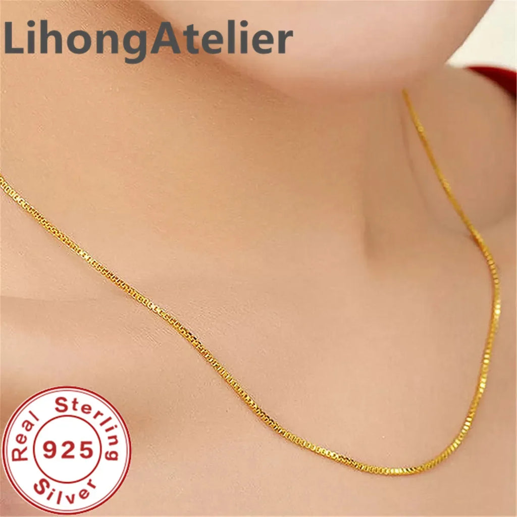 New 925 Sterling Silver Necklace 1mm Box Venetian Necklace Gold Plating Suitable For Women And Men Jewelry Gifts