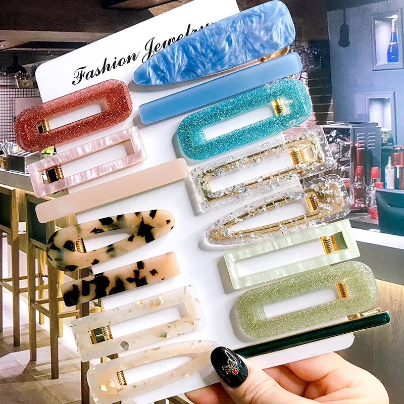 Korean Trendy Colorful Acetate 3pcs/Set Hair Clip Set Hairpin for Women Girls Barrettes Accessories Jewelry Hairgrip Headwear