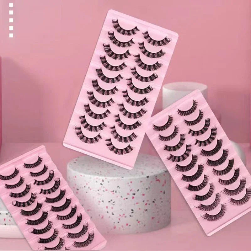 10Pairs 3D Mink Lashes Russian Strip Lash Dramatic False Eyelashes Faux Cils Makeup Fake Eyelash Extension Maquiagem