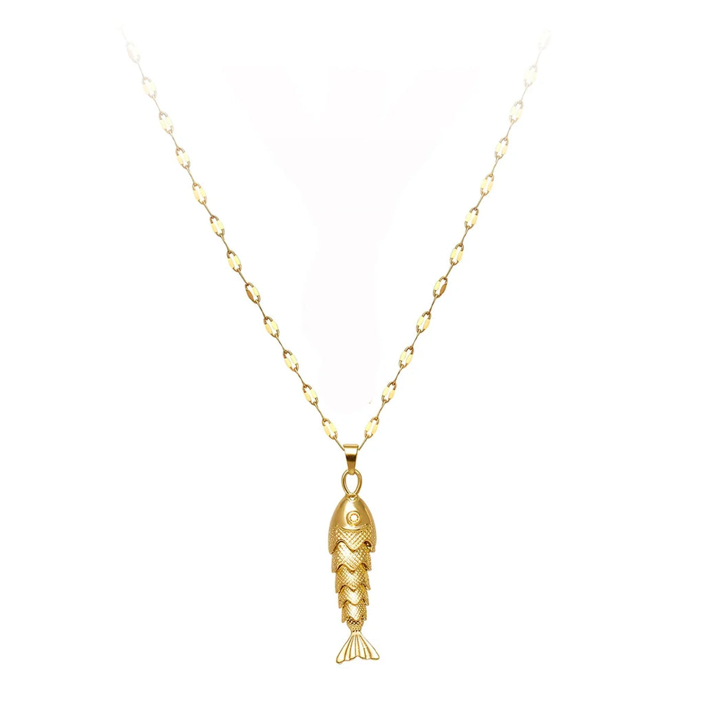 Trendy Gold-Plated Retro Personality Agile Small Fish Necklace for Women Anti-Allergic Fashionable Jewelry Accessory