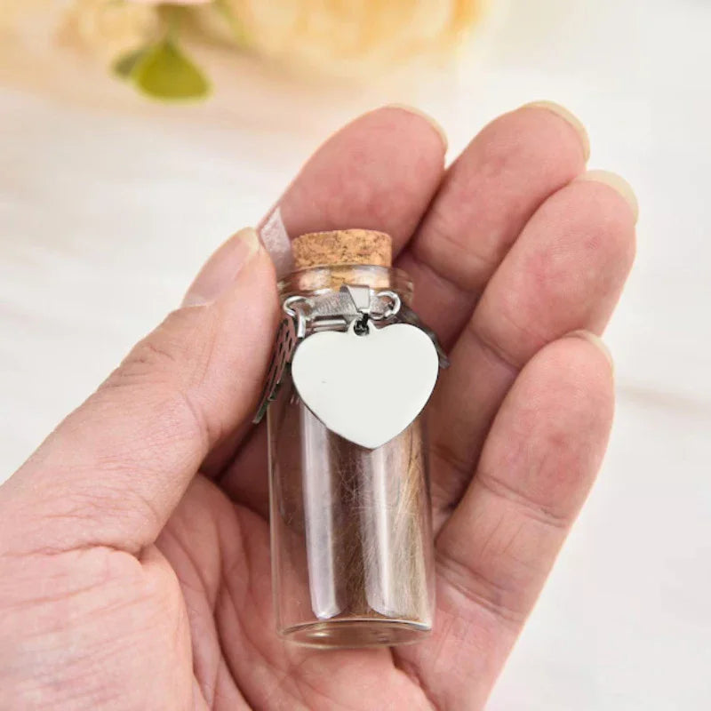 Pet Memorial Bottle for Pet Hair | Dog Cat Fur Keepsake with 3 Silver Accessories